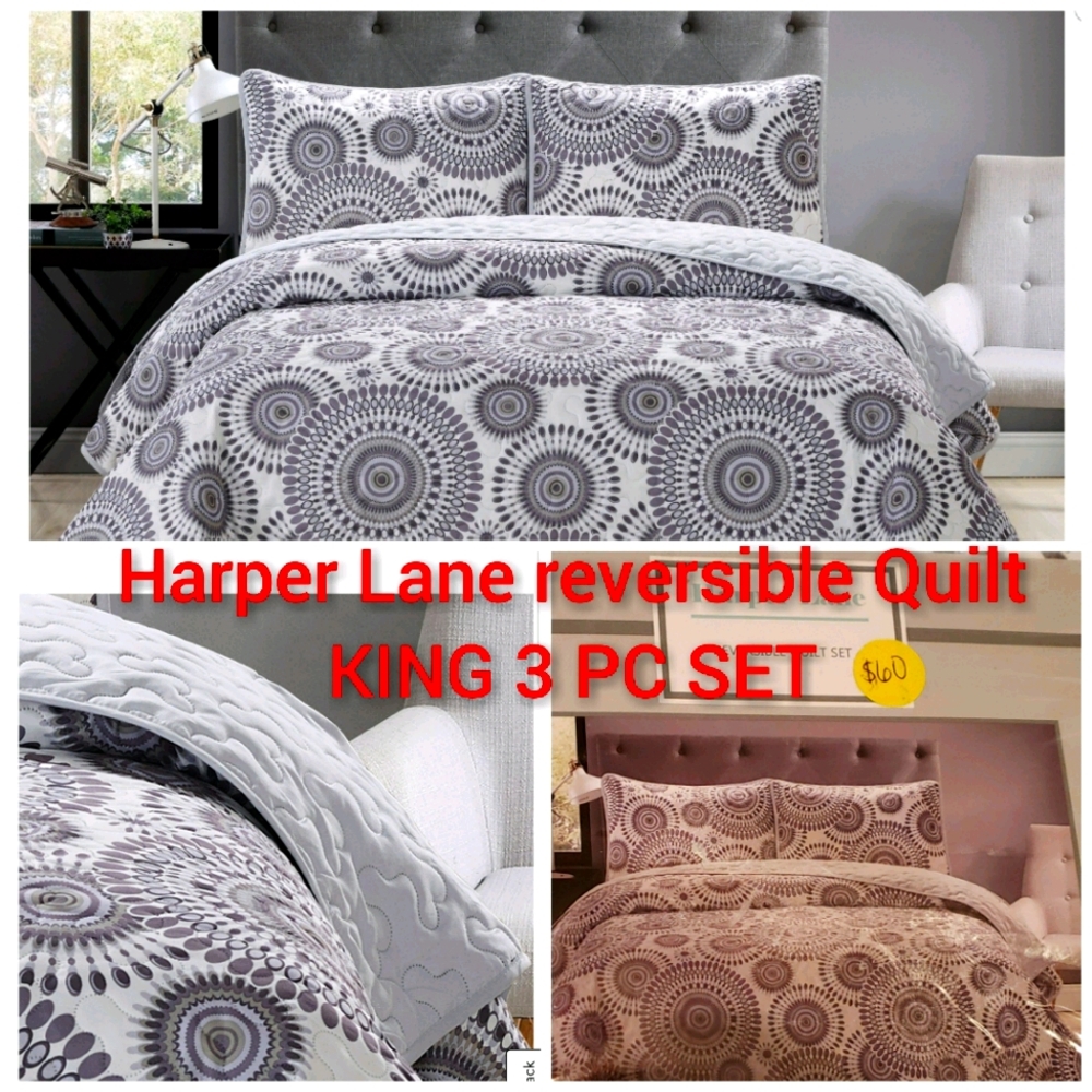 Harper Lane King 3 PC quilt set reversible